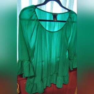 New direction green tunic top
